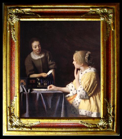 framed  Johannes Vermeer Mistress and maid, Ta123
